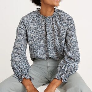 Madewell Women's 100% Silk Blouse Top Poet In BITSY FLORAL Sz L Feminine EUC